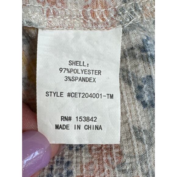 Melloday Pastel Floral Print Ruffle Detail Blouse Size L - Picture 4 of 8
